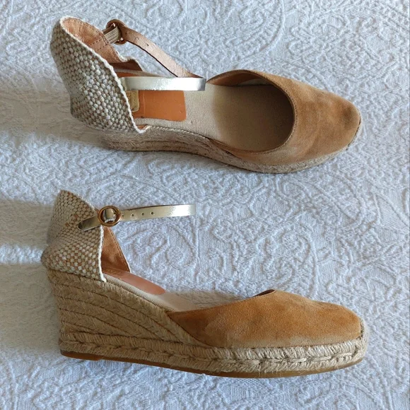 kanna Shoes Kanna Tan Suede Espadrille Close Toe Sandals